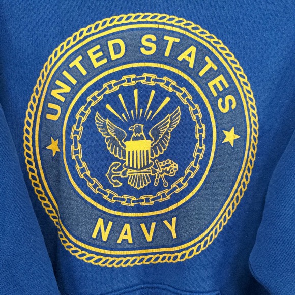 U.S. Navy Mens Pullover Hoodie Blue Size Small Vintage Made USA Graphic Logo - Picture 9 of 15